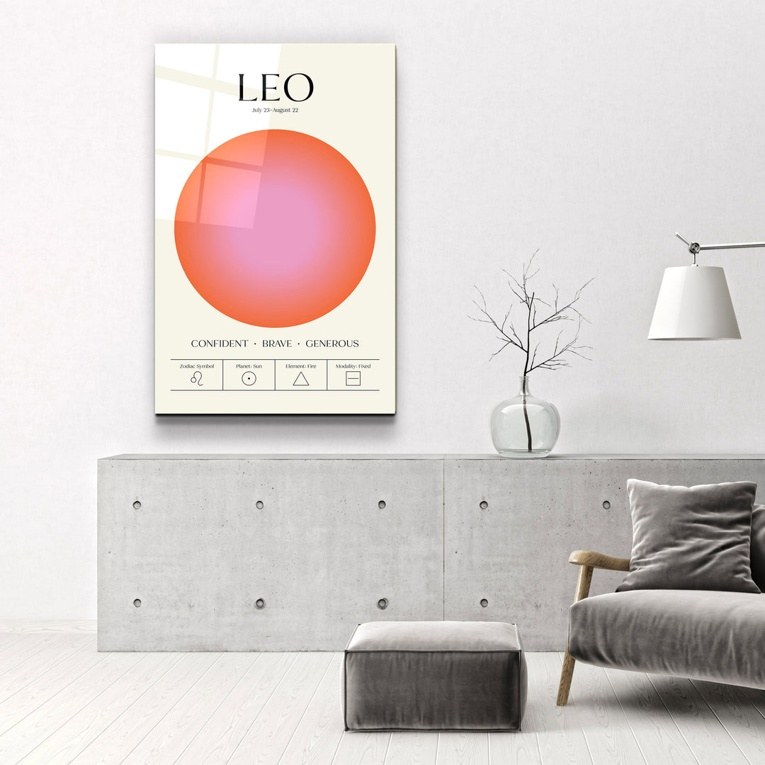 ."Leo - Aura Collection". Zodiac Glass Wall Art