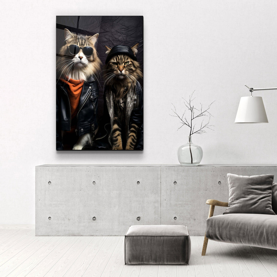 Cool Cat Brothers・Designers Collection Glass Wall Art - ArtDesigna Glass Printing Wall Art