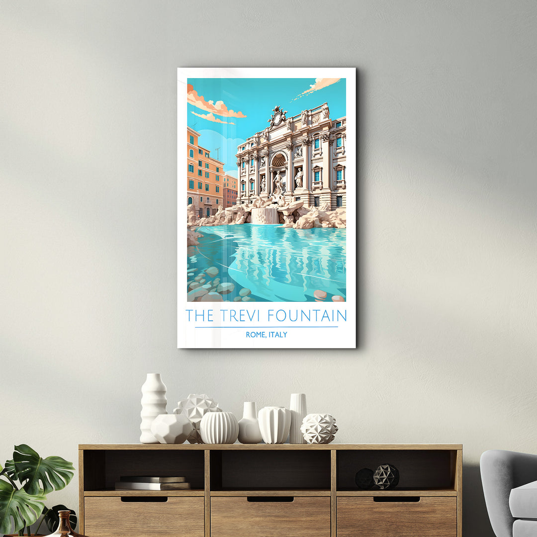 The Trevi Fountain-Rome Italy-Travel Posters | Glass Wall Art