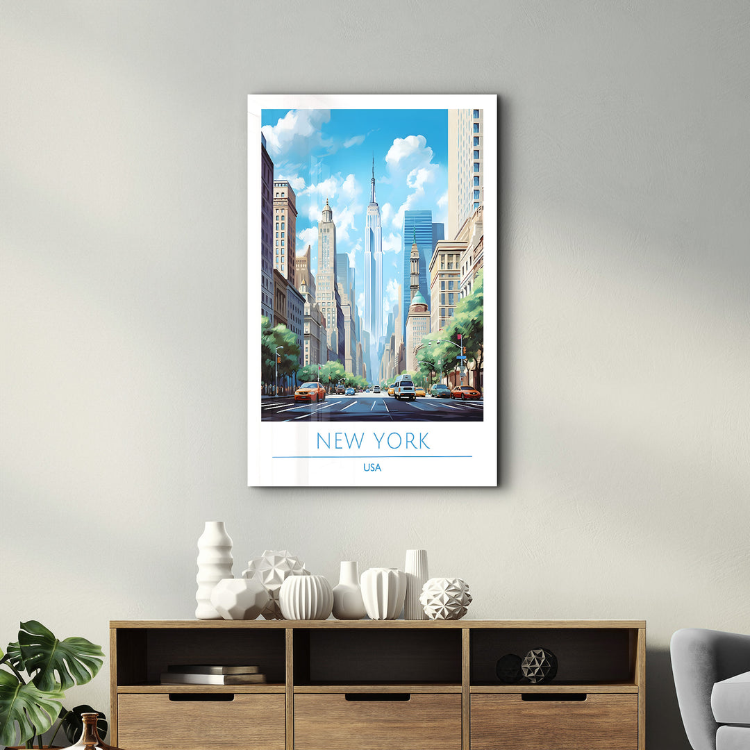 New York USA-Travel Posters | Glass Wall Art