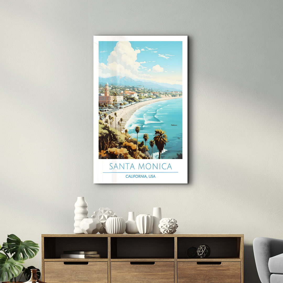 Santa Monica-California USA-Travel Posters | Glass Wall Art