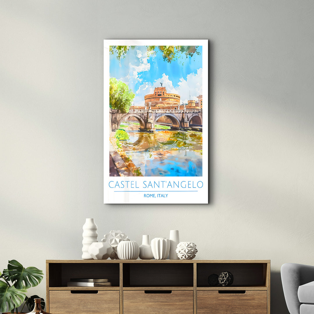 Castel Sant'Angelo-Rome Italy-Travel Posters | Glass Wall Art