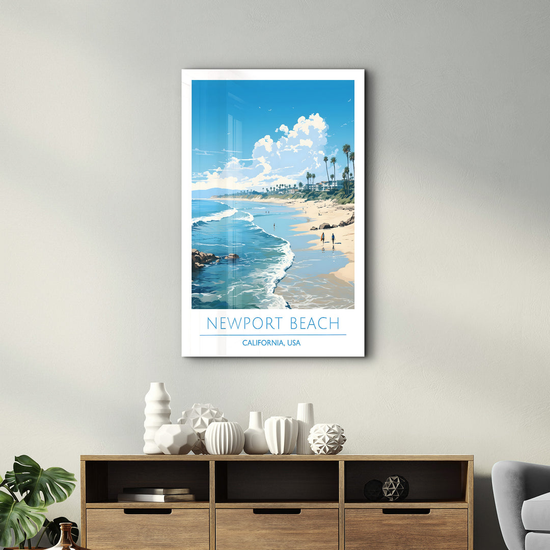 New Port Beach California-Travel Posters | Glass Wall Art