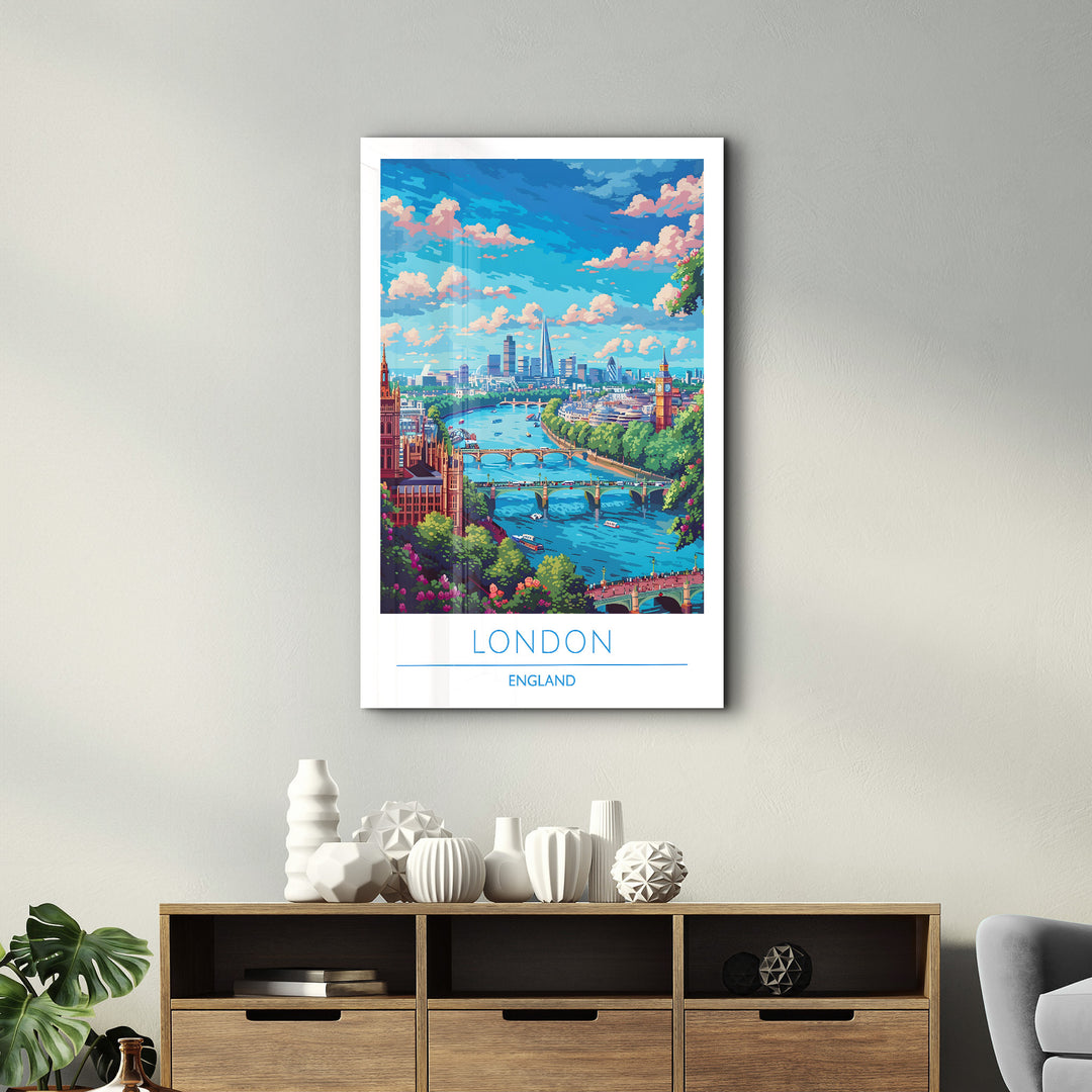 London England-Travel Posters | Glass Wall Art