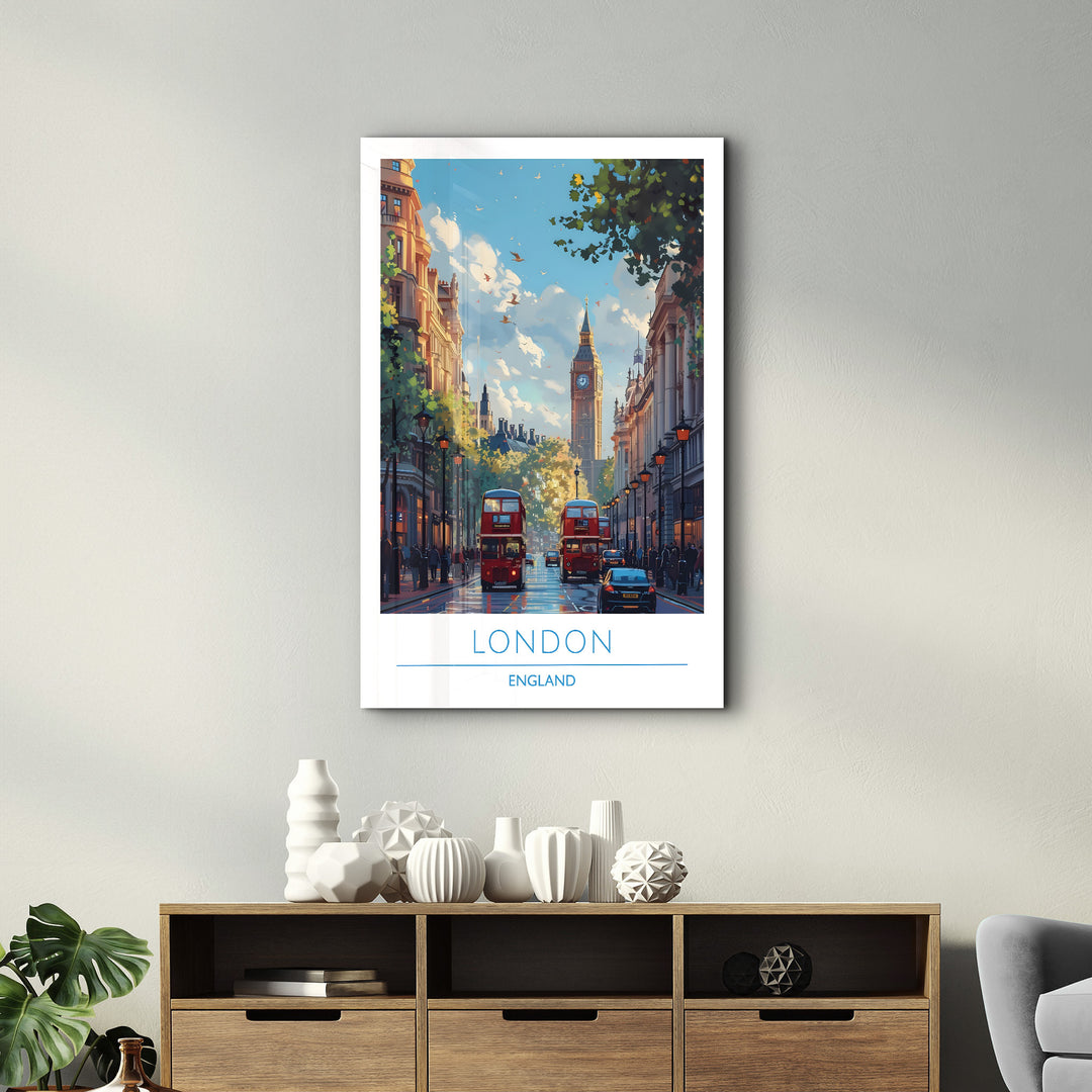 London England-Travel Posters | Glass Wall Art