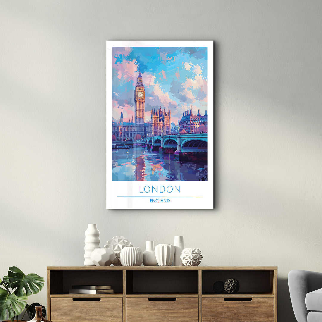 London England-Travel Posters | Glass Wall Art