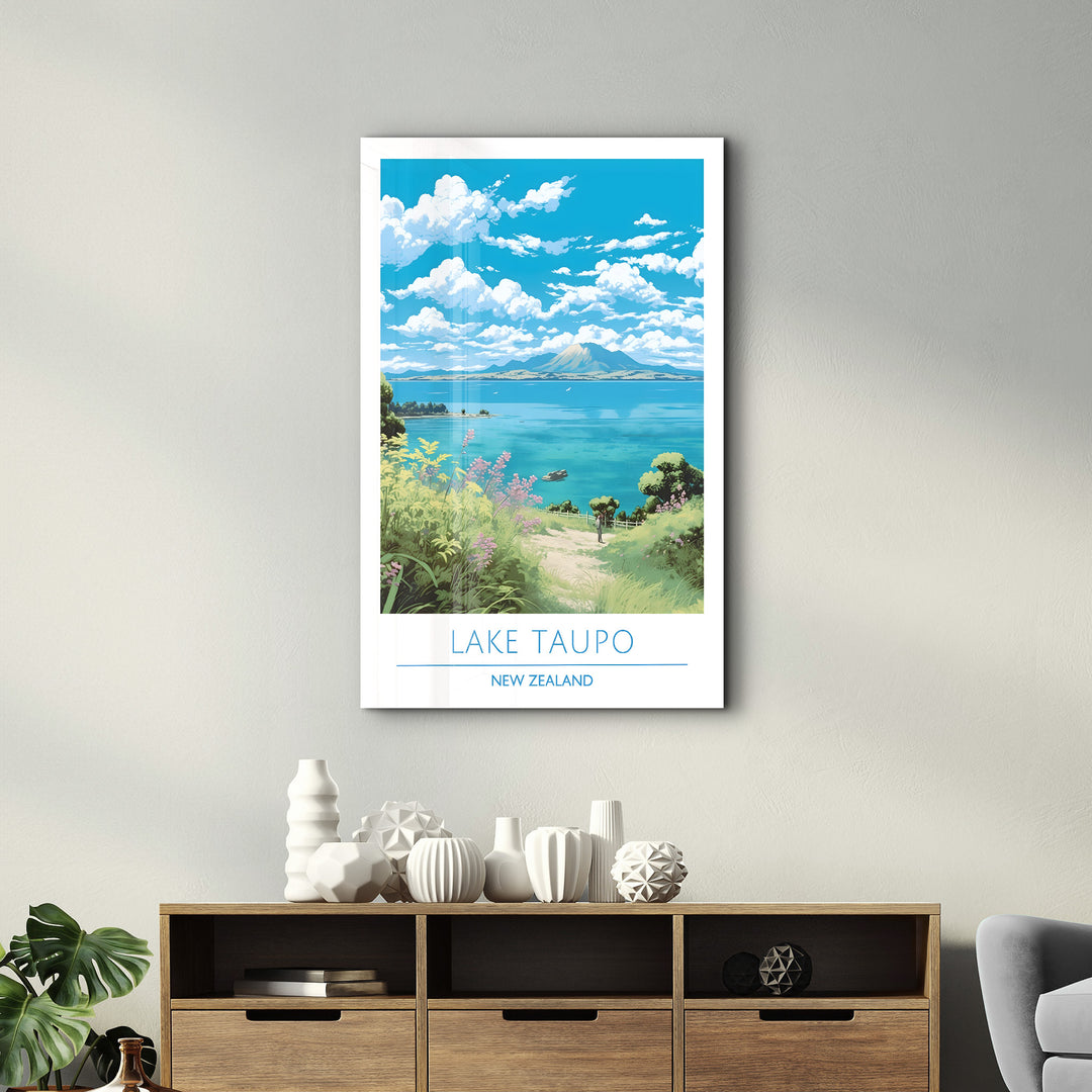 Lake Taupo New Zealand-Travel Posters | Glass Wall Art