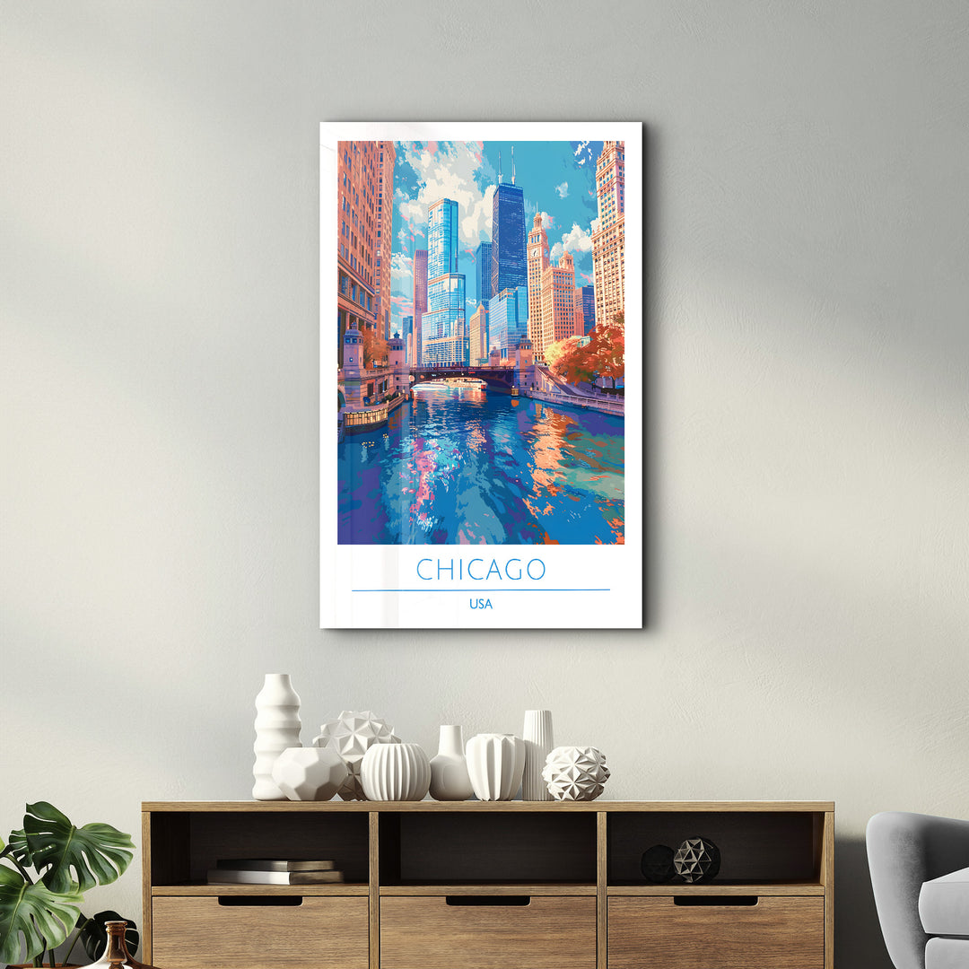 Chicago USA-Travel Posters | Glass Wall Art