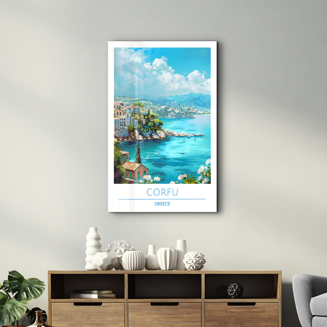 Corfu Greece-Travel Posters | Glass Wall Art