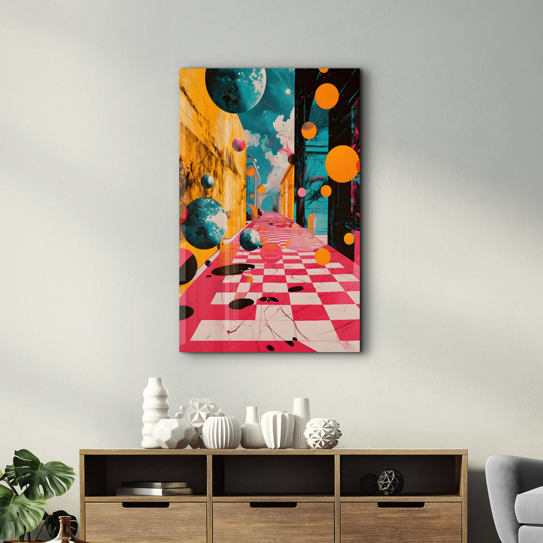 Chaos of Planets Abstract - Glass Wall Art