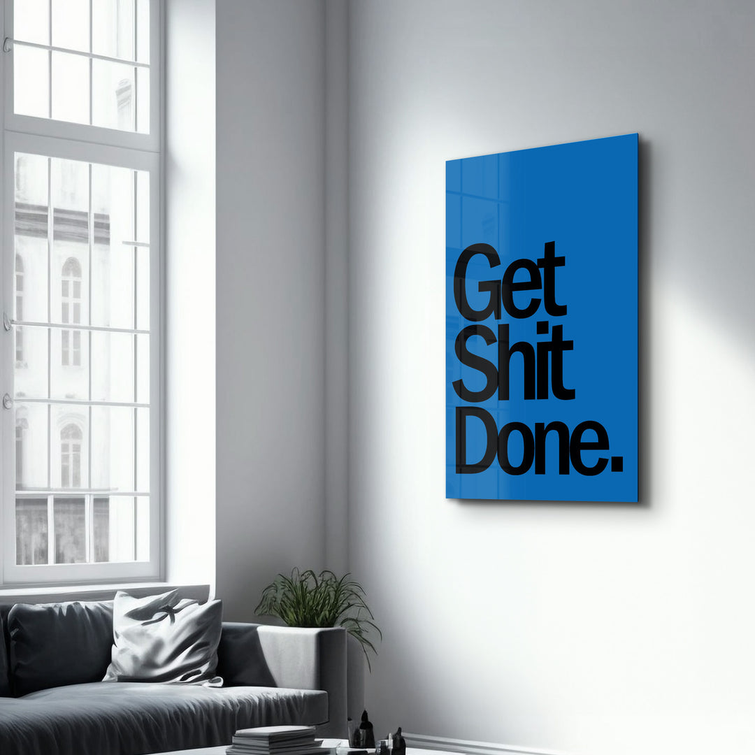 Get X Done Blue | Designers Collection Glass Wall Art