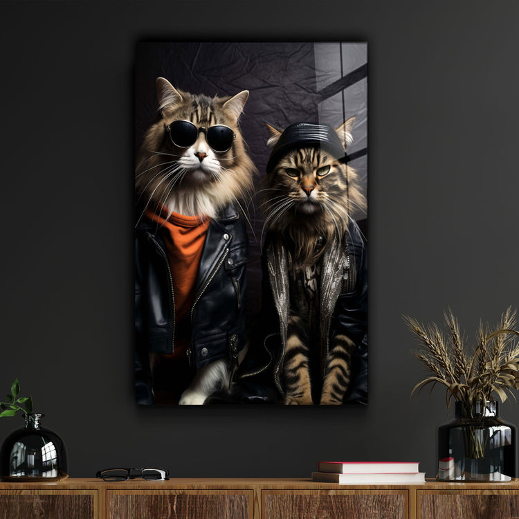 Cool Cat Brothers・Designers Collection Glass Wall Art - ArtDesigna Glass Printing Wall Art