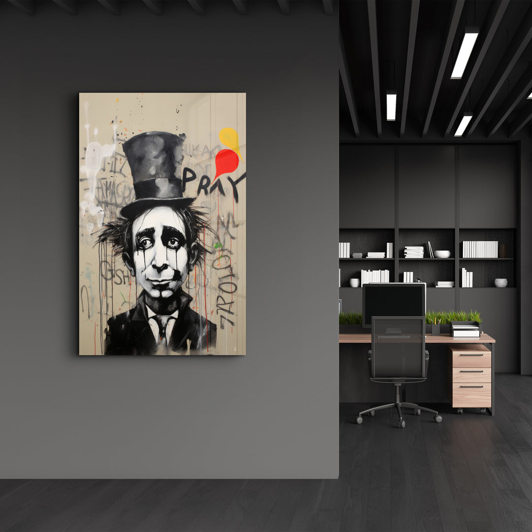 The Crying Gentleman Street Art - Glass Wall Art