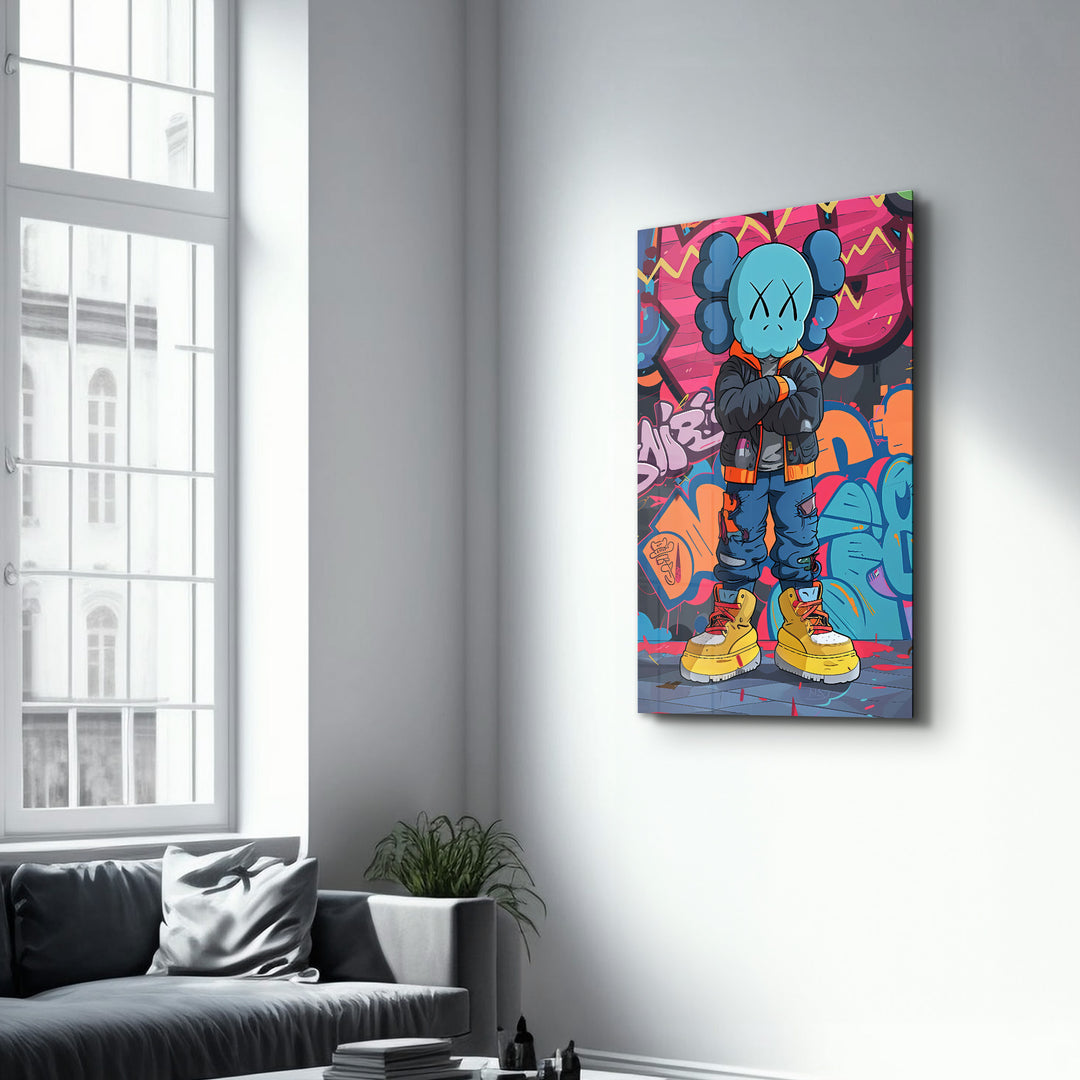 Kaws Colorful Fan Art Collection | Glass Wall Art – Artdesigna Glass ...