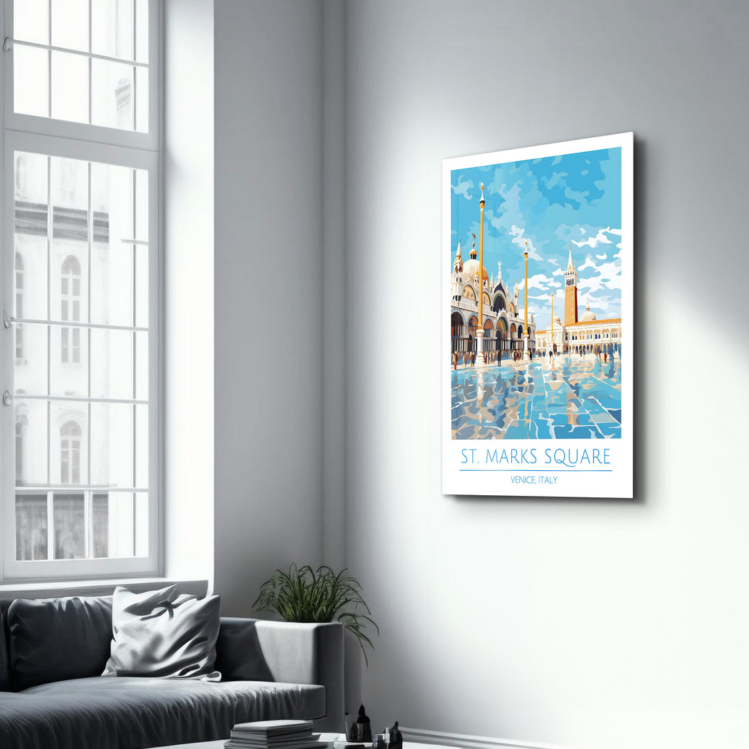 St. Marks Sqaure-Venice Italy-Travel Posters | Glass Wall Art