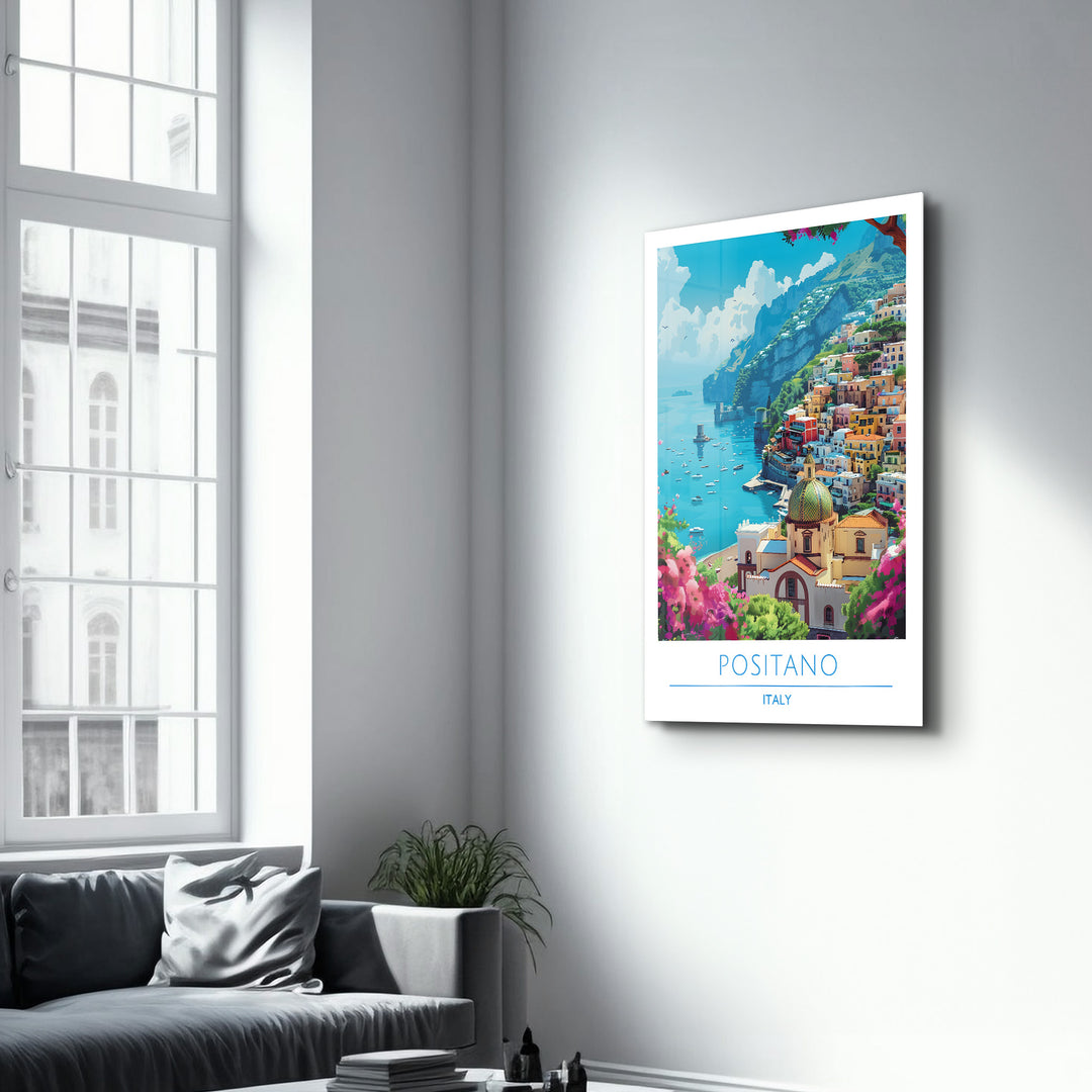 Positano Italy-Travel Posters | Glass Wall Art