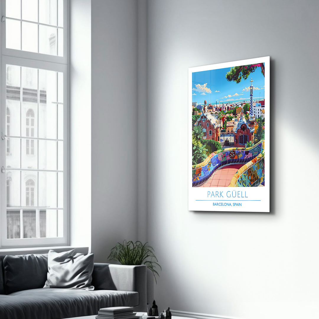 Park Guell-Barcelona Spain-Travel Posters | Glass Wall Art