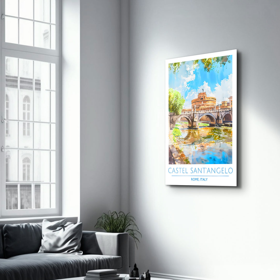 Castel Sant'Angelo-Rome Italy-Travel Posters | Glass Wall Art