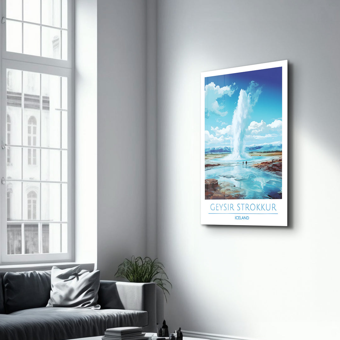 Geysir Strokkur Iceland-Travel Posters | Glass Wall Art