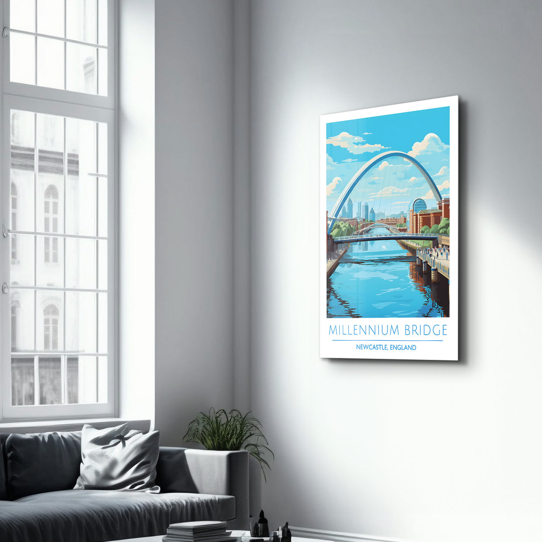 Millennium Bridge-Newcastle England-Travel Posters | Glass Wall Art