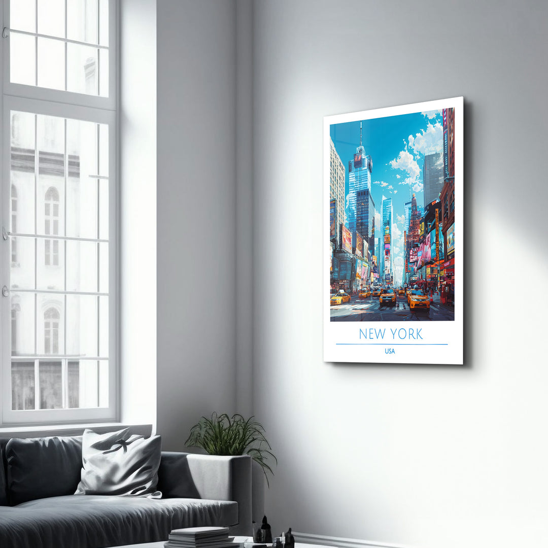 New York USA-Travel Posters | Glass Wall Art