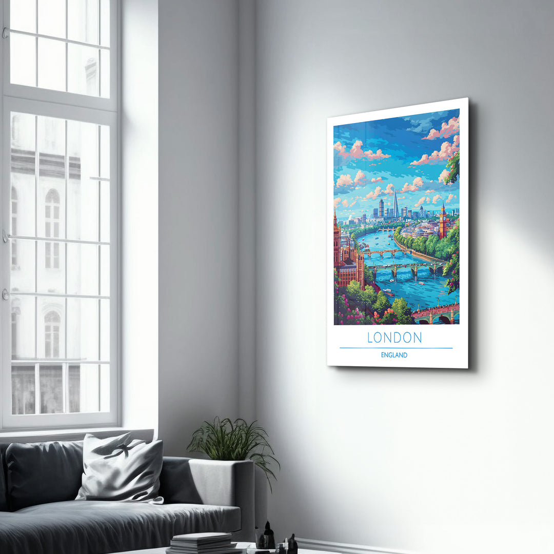 London England-Travel Posters | Glass Wall Art