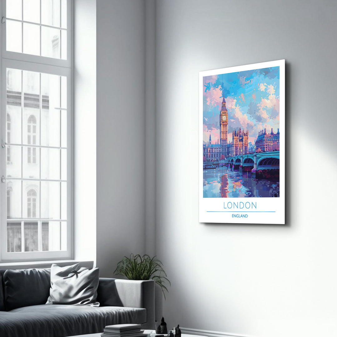 London England-Travel Posters | Glass Wall Art