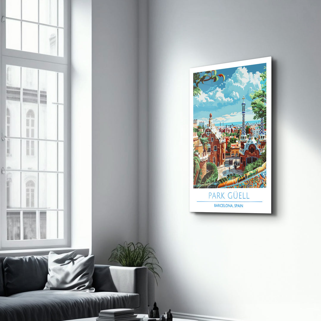 Park Guell-Barcelona Spain-Travel Posters | Glass Wall Art