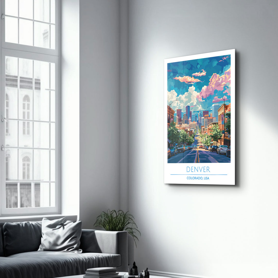 Denver-Colorado USA-Travel Posters | Glass Wall Art