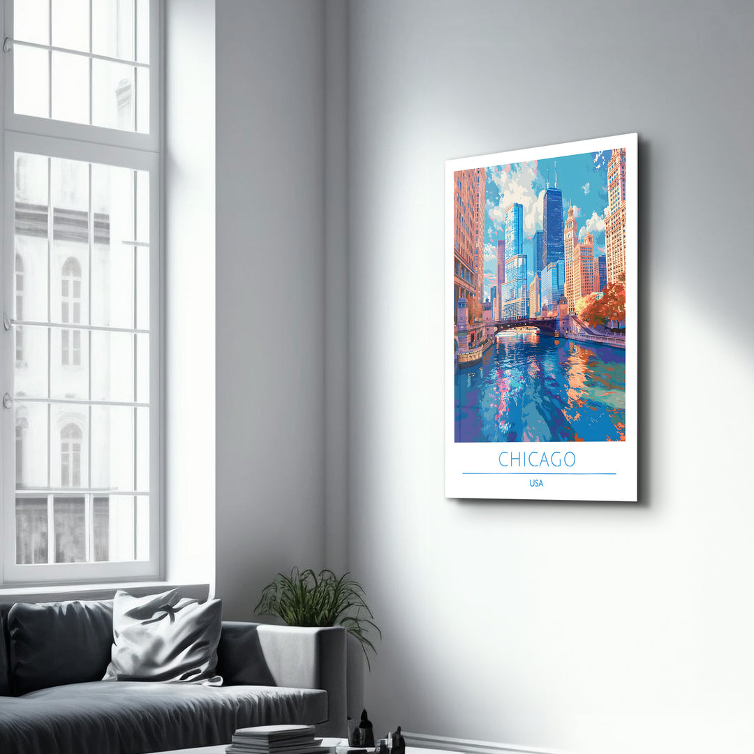 Chicago USA-Travel Posters | Glass Wall Art