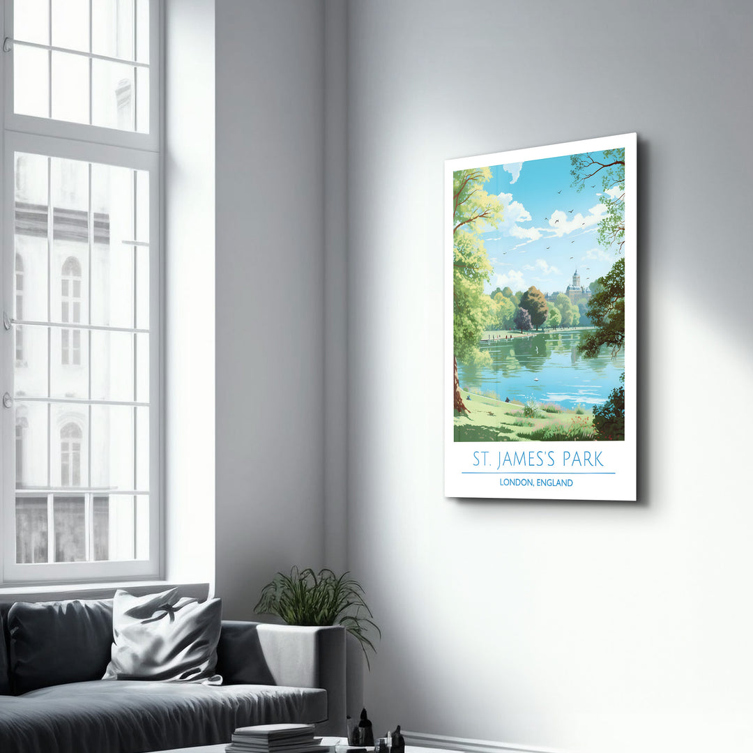 St. James Park- London England-Travel Posters | Glass Wall Art