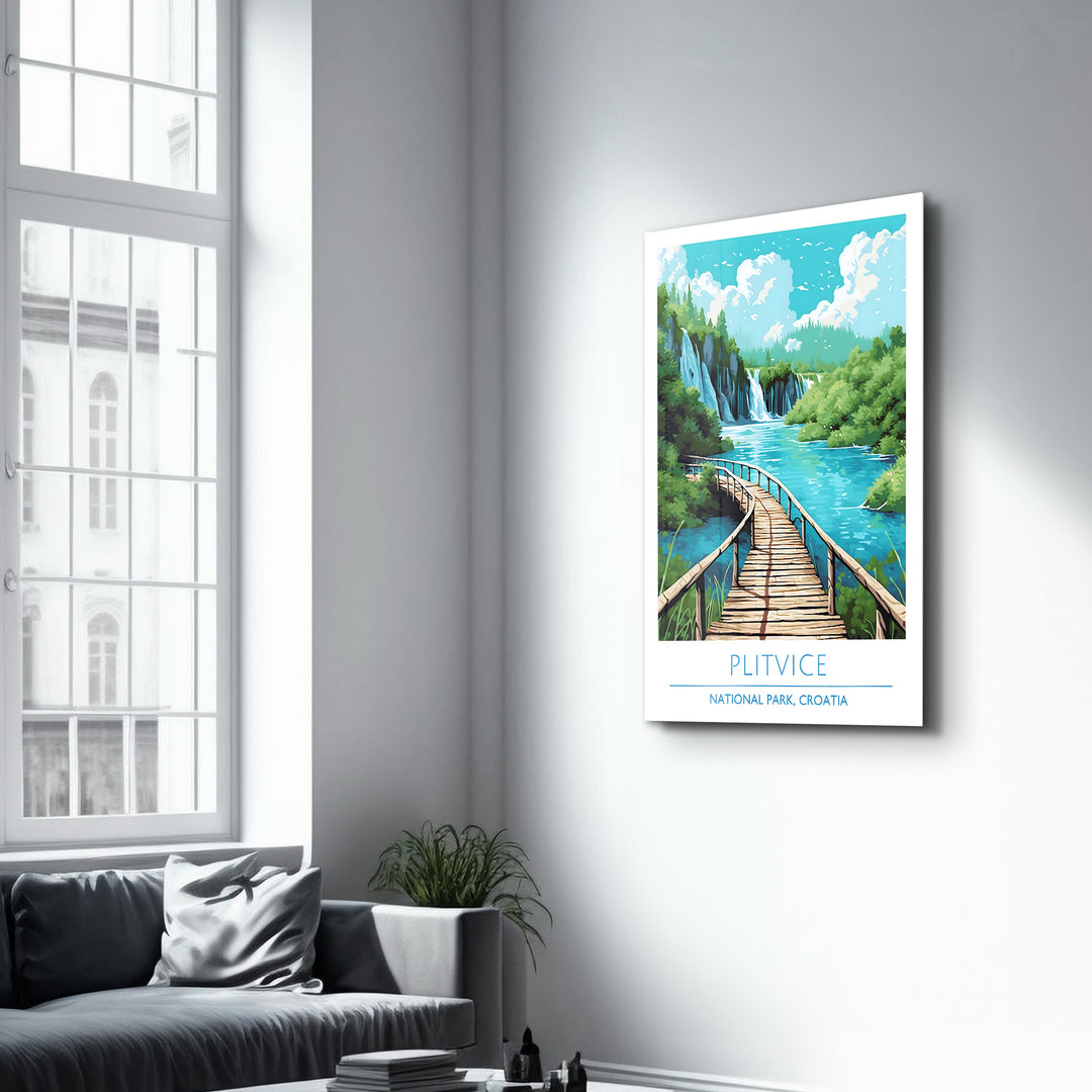 Plitvice-National Park Croatia-Travel Posters | Glass Wall Art