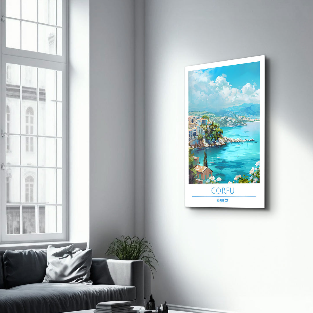 Corfu Greece-Travel Posters | Glass Wall Art