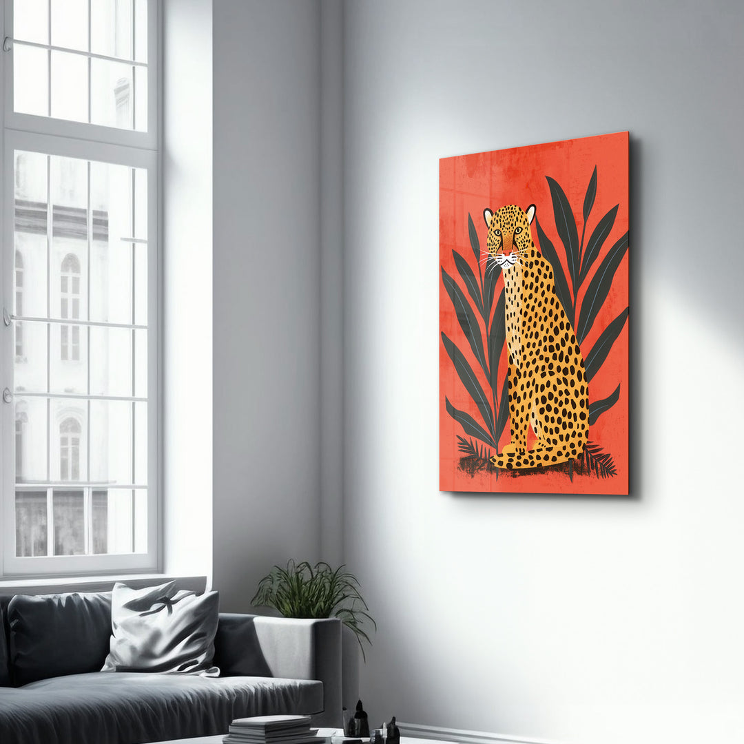 Leopard Retro - Glass Wall Art