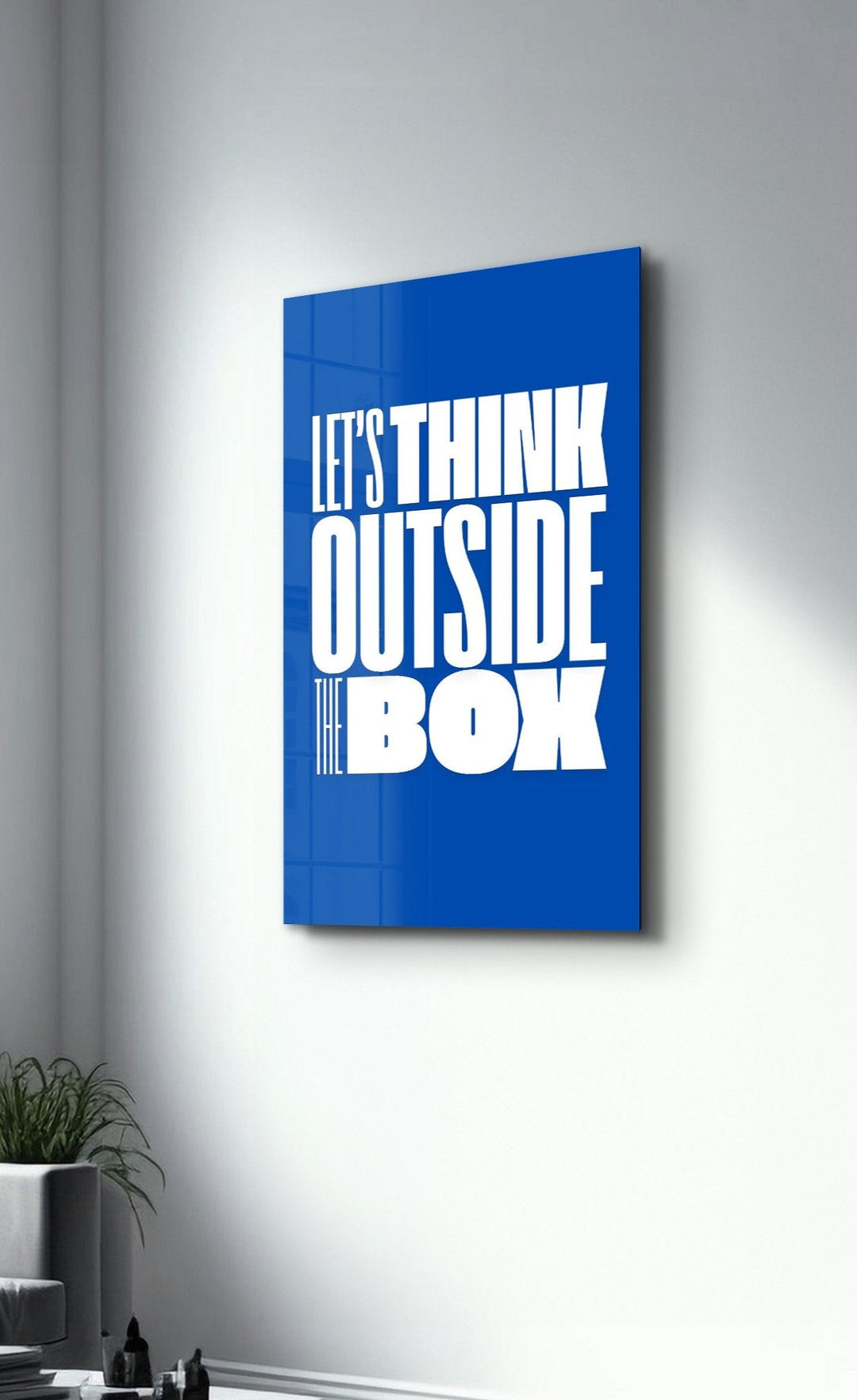 Think Outside the Box | Motivational Glass Wall Art - Artdesigna