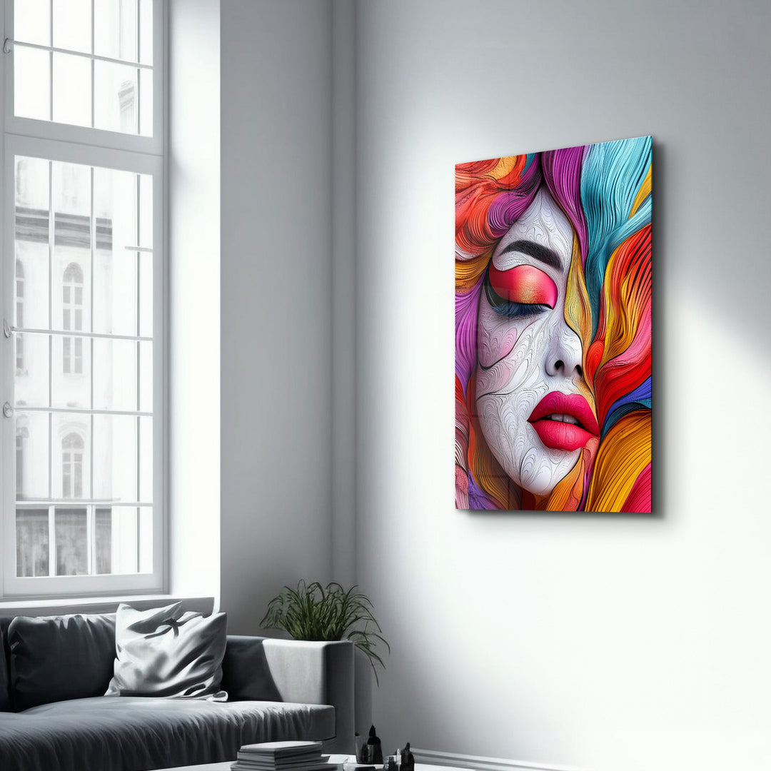 Abstract Whirls and Portrait | Glass Wall Art