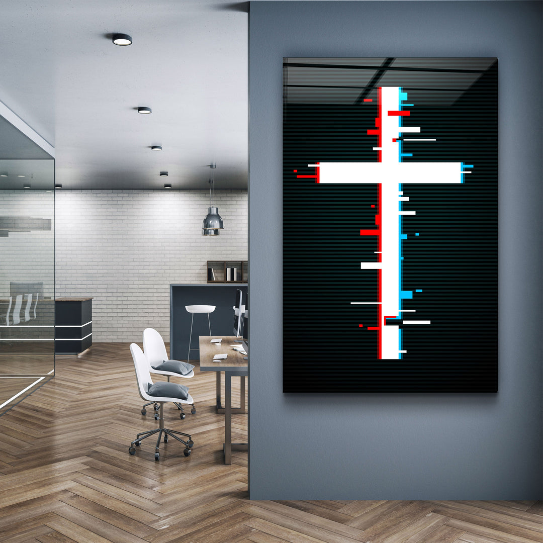 ."Cross - Trippy". Designers Collection Glass Wall Art