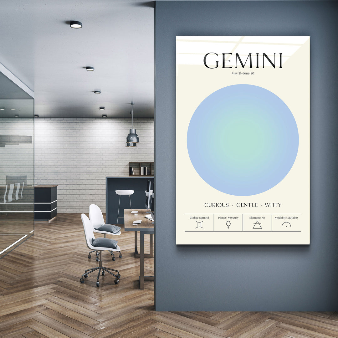 ."Gemini - Aura Collection". Zodiac Glass Wall Art