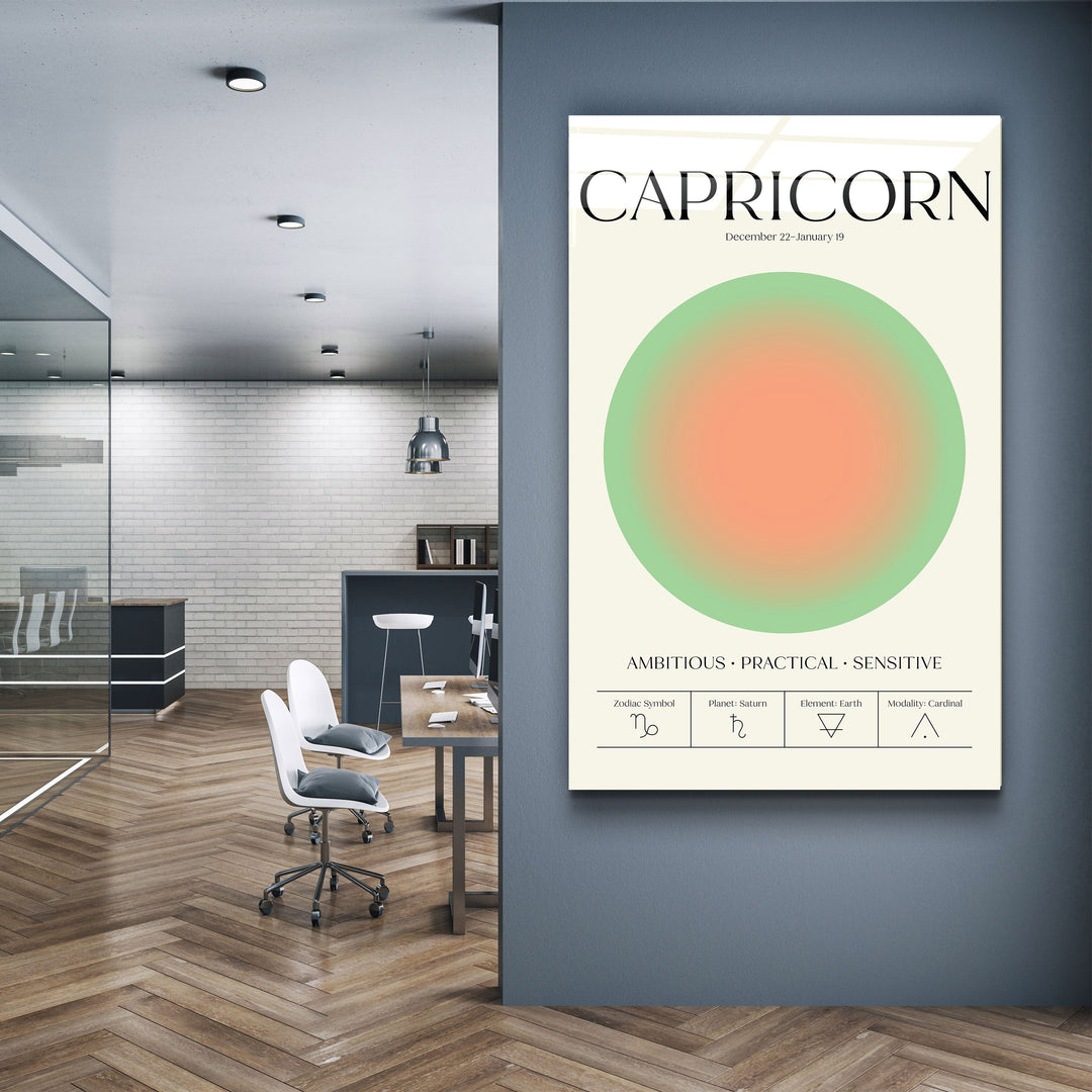 ."Capricorn - Aura Collection". Zodiac Glass Wall Art