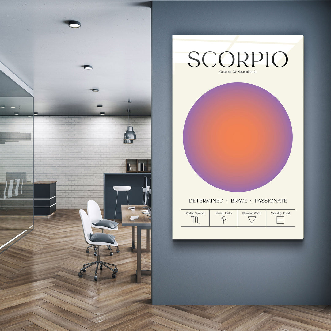 ."Scorpio - Aura Collection". Zodiac Glass Wall Art