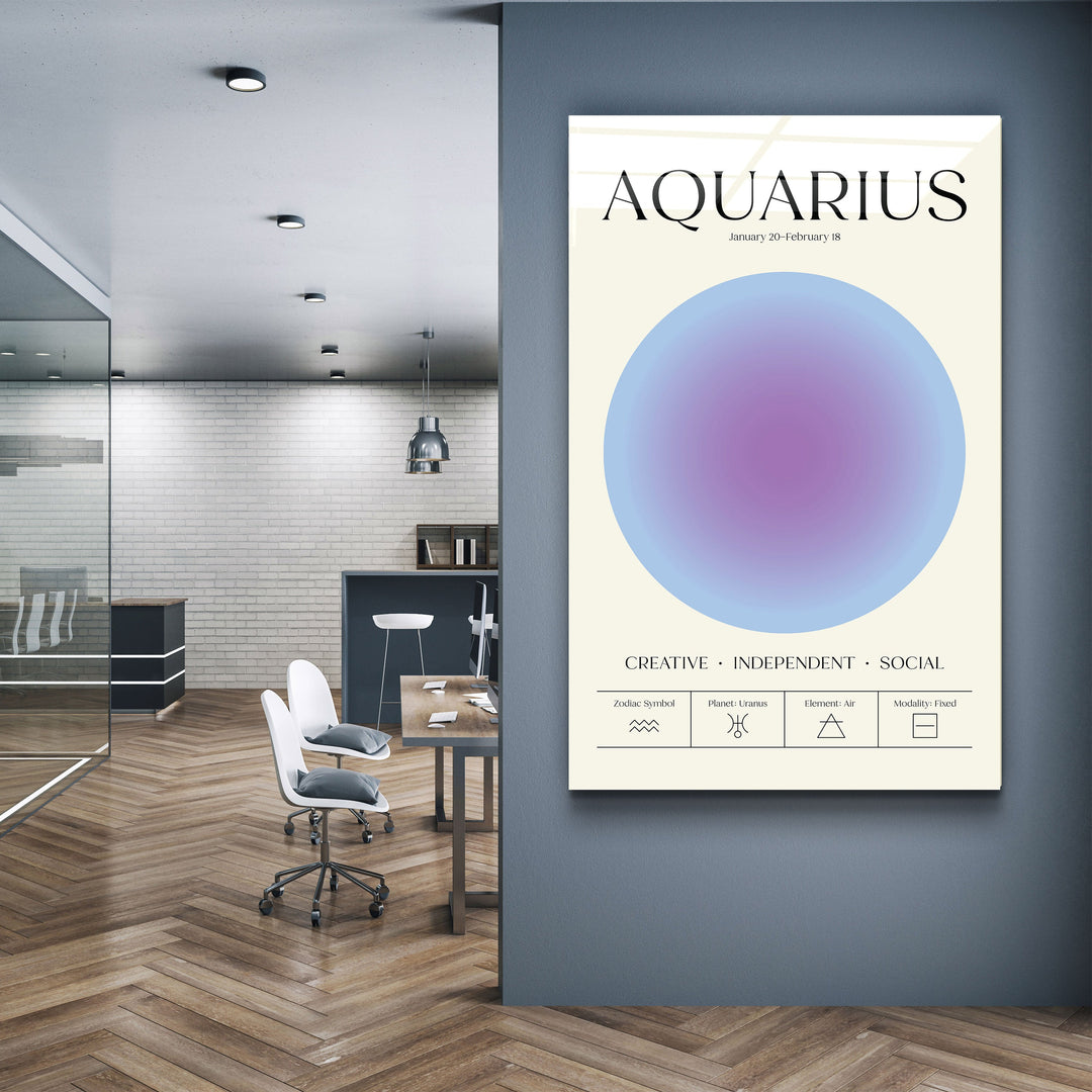 ."Aquarius - Aura Collection". Zodiac Glass Wall Art