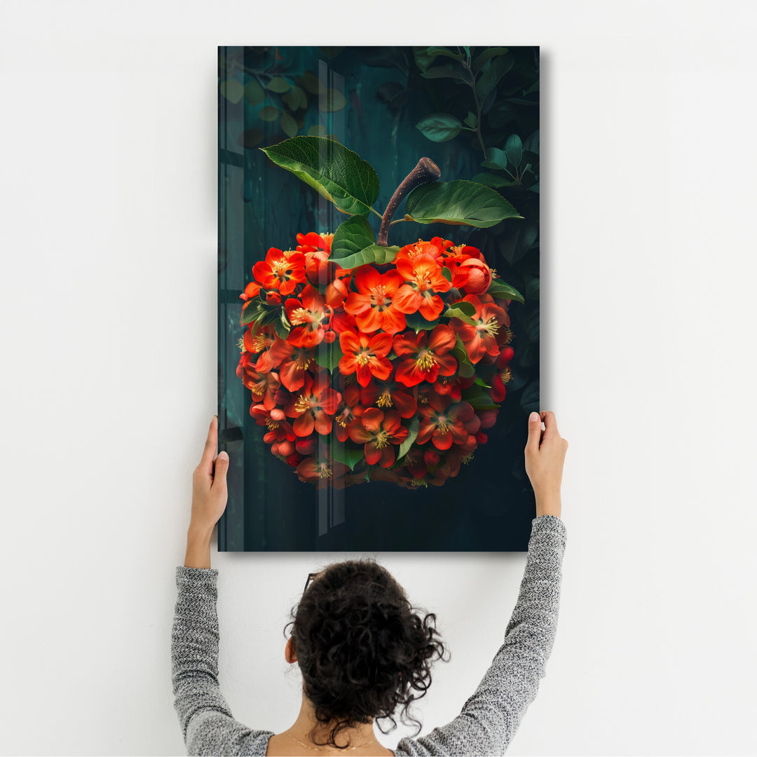 Apple Flowers - Contemporary Glass Wall Art