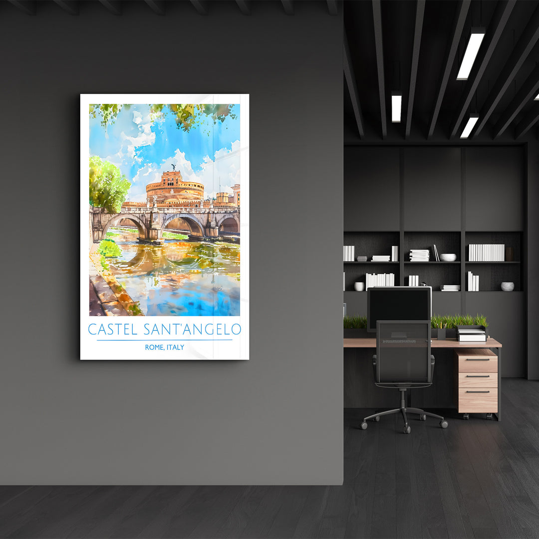 Castel Sant'Angelo-Rome Italy-Travel Posters | Glass Wall Art