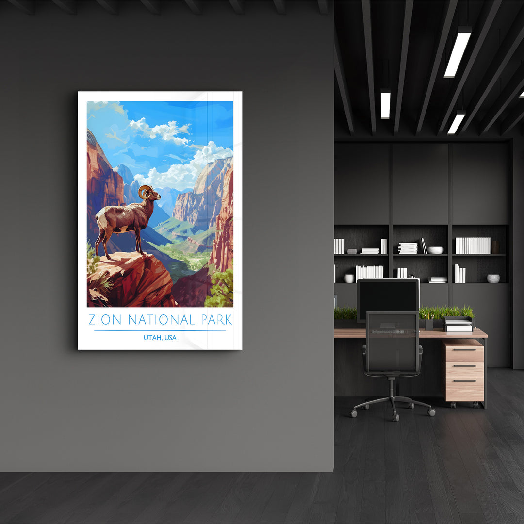 Zion National Park-Utah USA-Travel Posters | Glass Wall Art