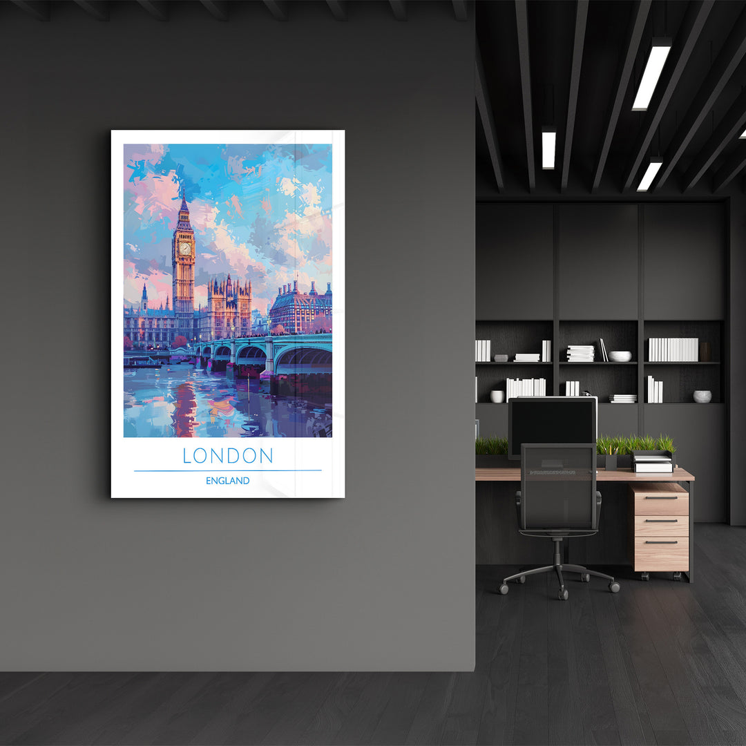 London England-Travel Posters | Glass Wall Art