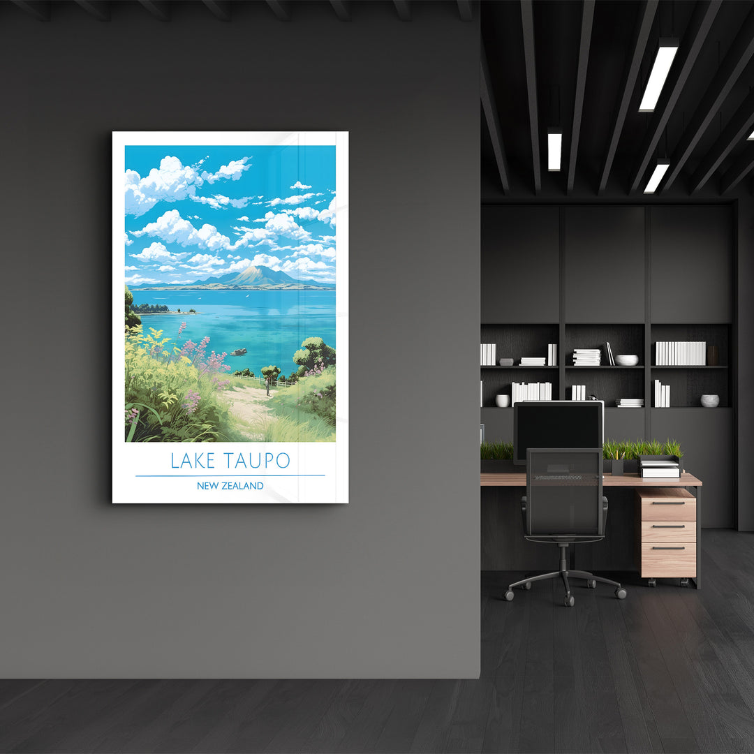 Lake Taupo New Zealand-Travel Posters | Glass Wall Art