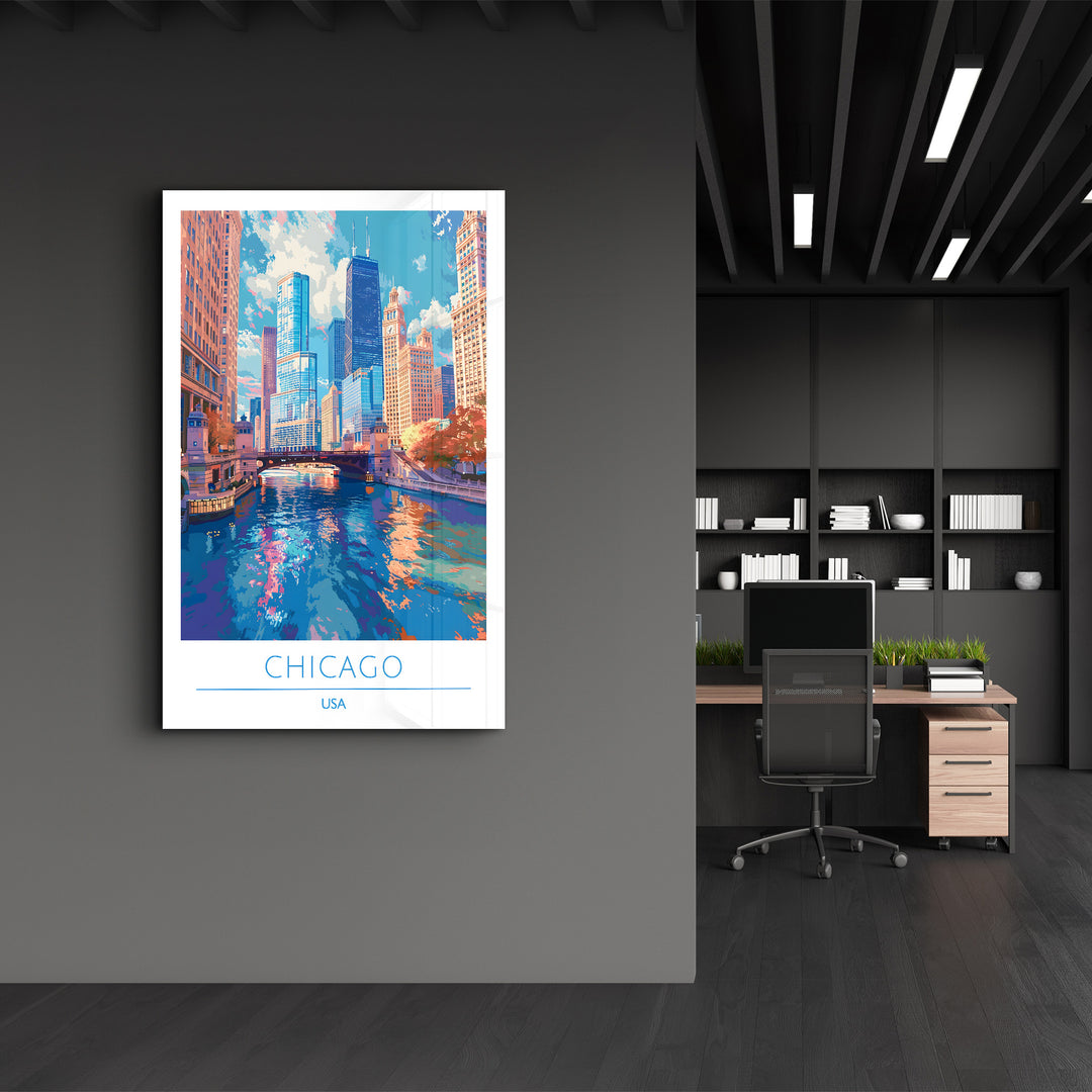 Chicago USA-Travel Posters | Glass Wall Art