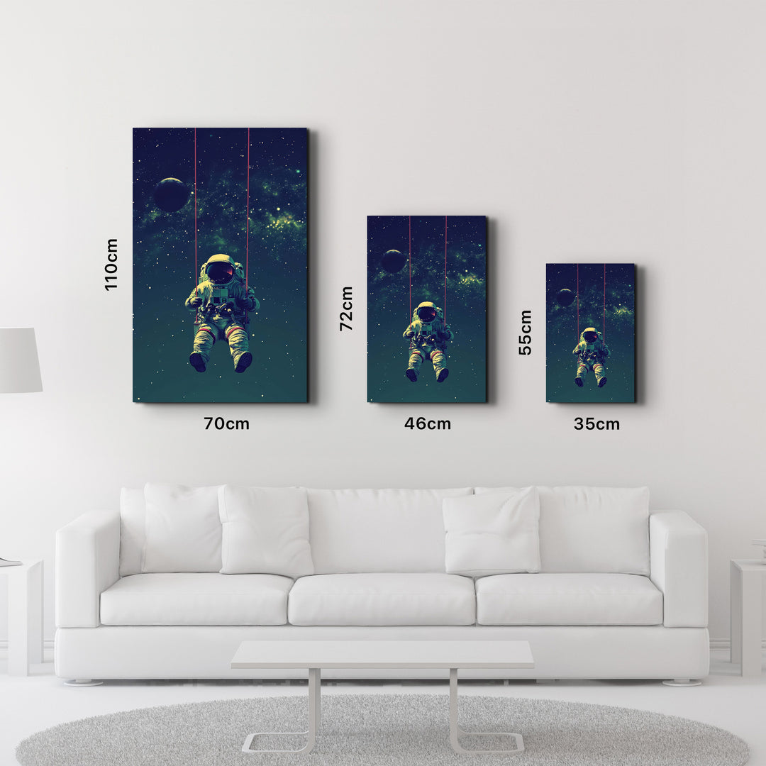 Astronaut on Swing - Designers Collection Glass Wall Art