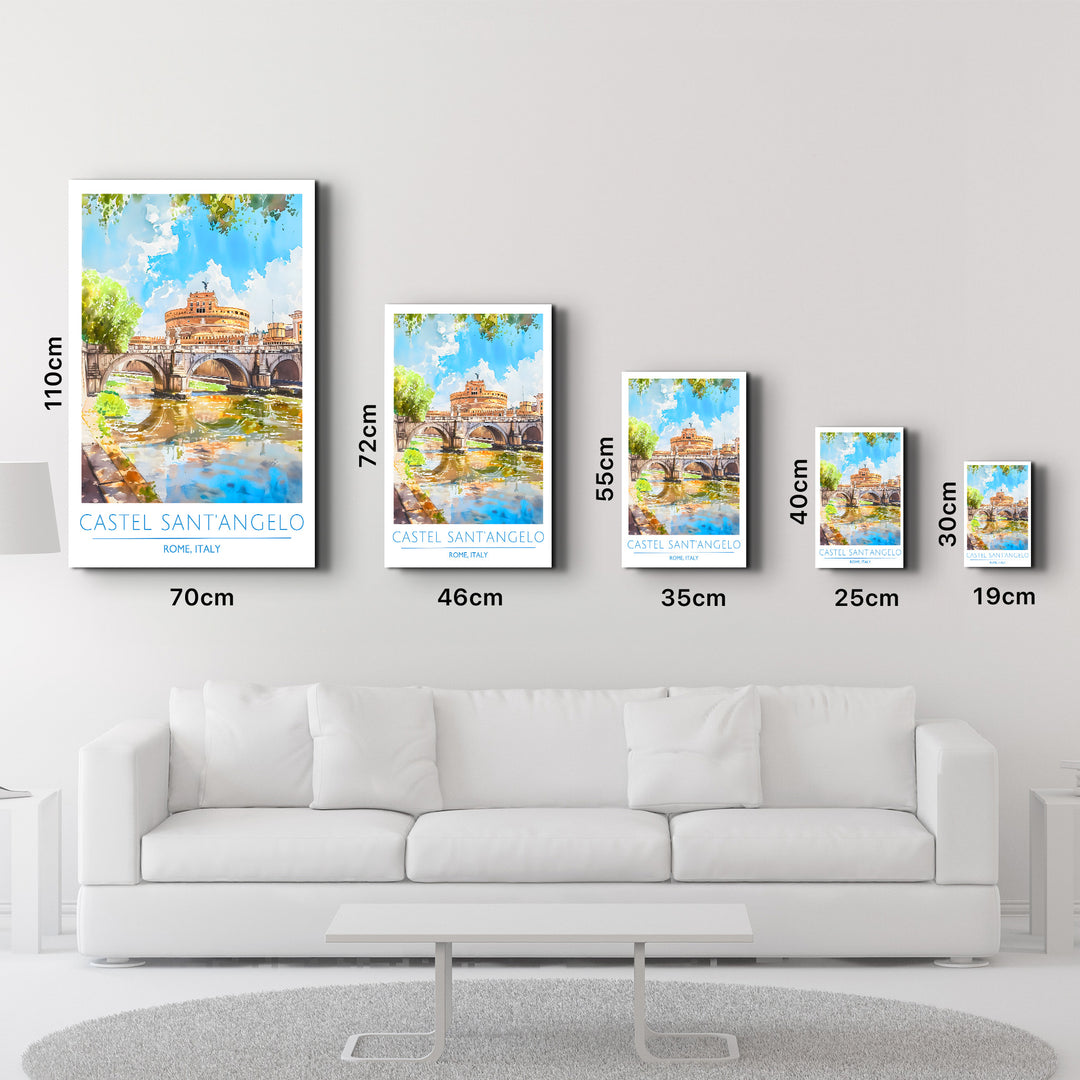 Castel Sant'Angelo-Rome Italy-Travel Posters | Glass Wall Art