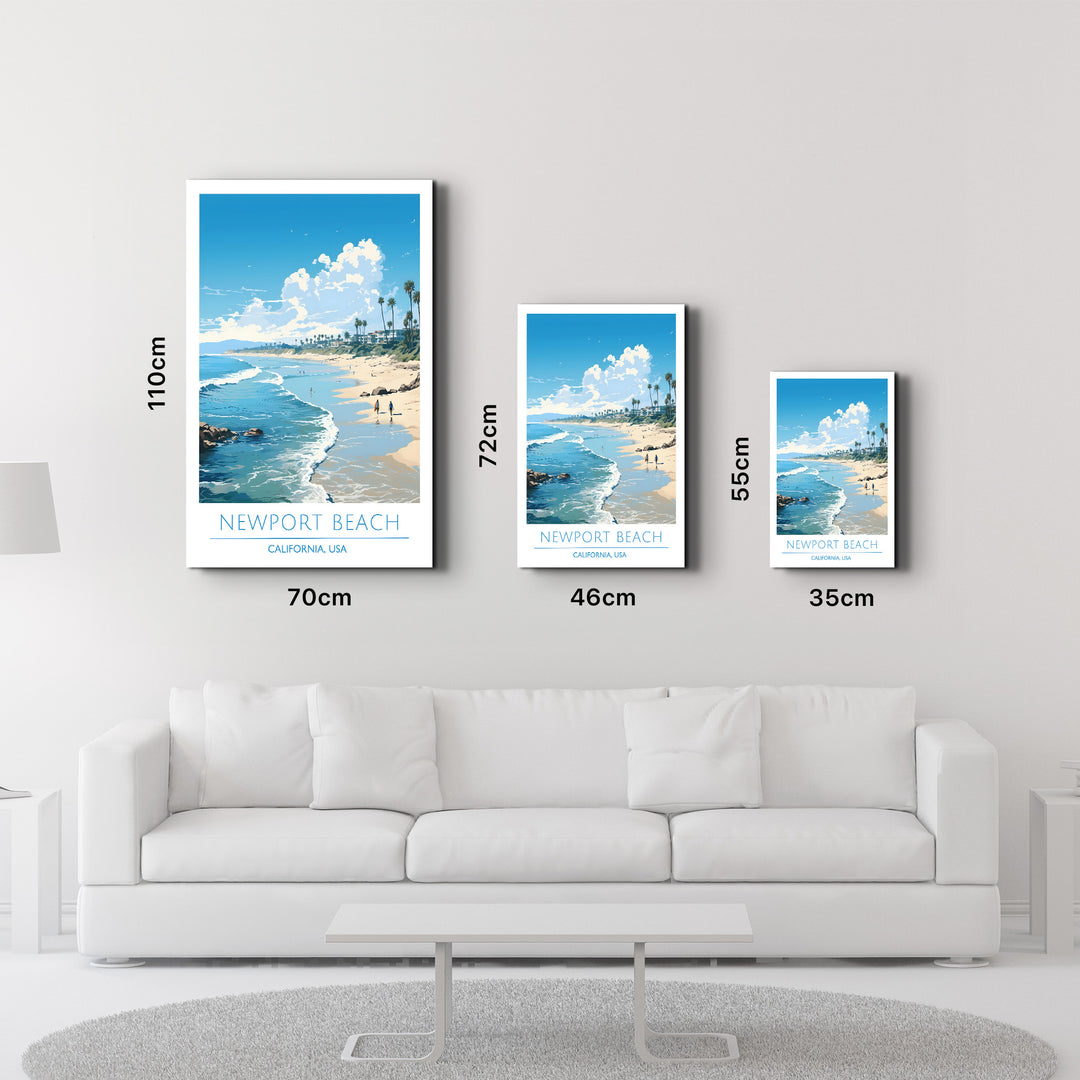 New Port Beach California-Travel Posters | Glass Wall Art